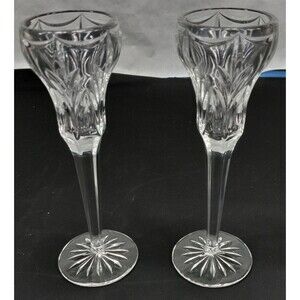 Marquis by Waterford Pair of Vintage 90s Canterbury Crystal 8 1/2" Candlesticks